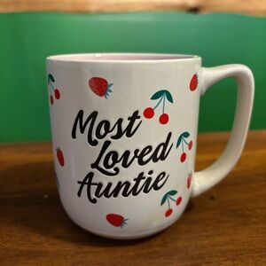 Most Loved Auntie Coffee Mug - Strawberries and Cherries